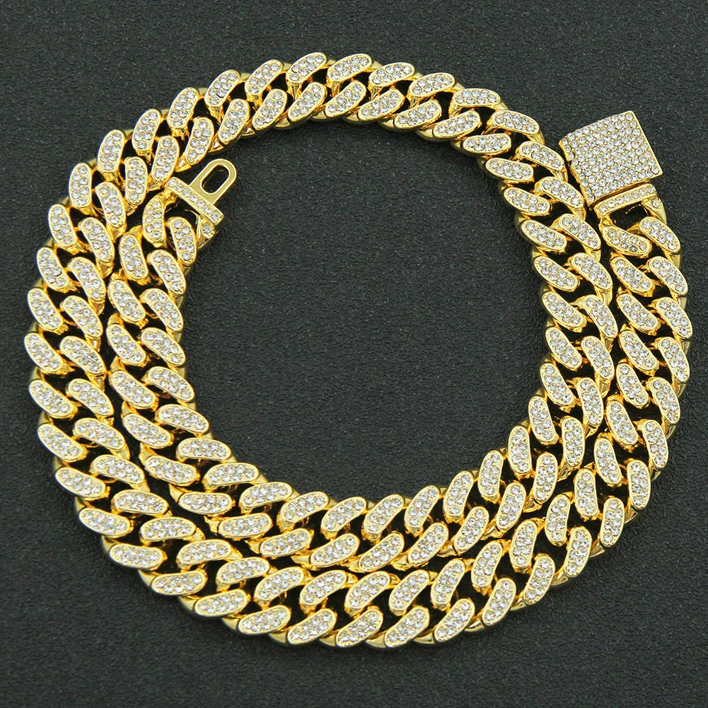 Wholesale Hip Hop Alloy Cuban Chain Necklace With Rhinestones And Geometric Design For Men - Image 10