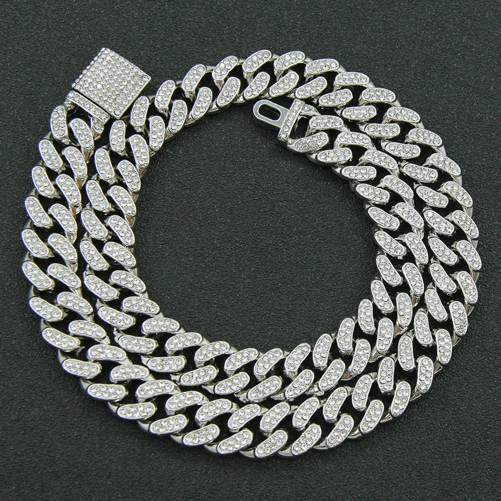 Wholesale Hip Hop Alloy Cuban Chain Necklace With Rhinestones And Geometric Design For Men - Image 11