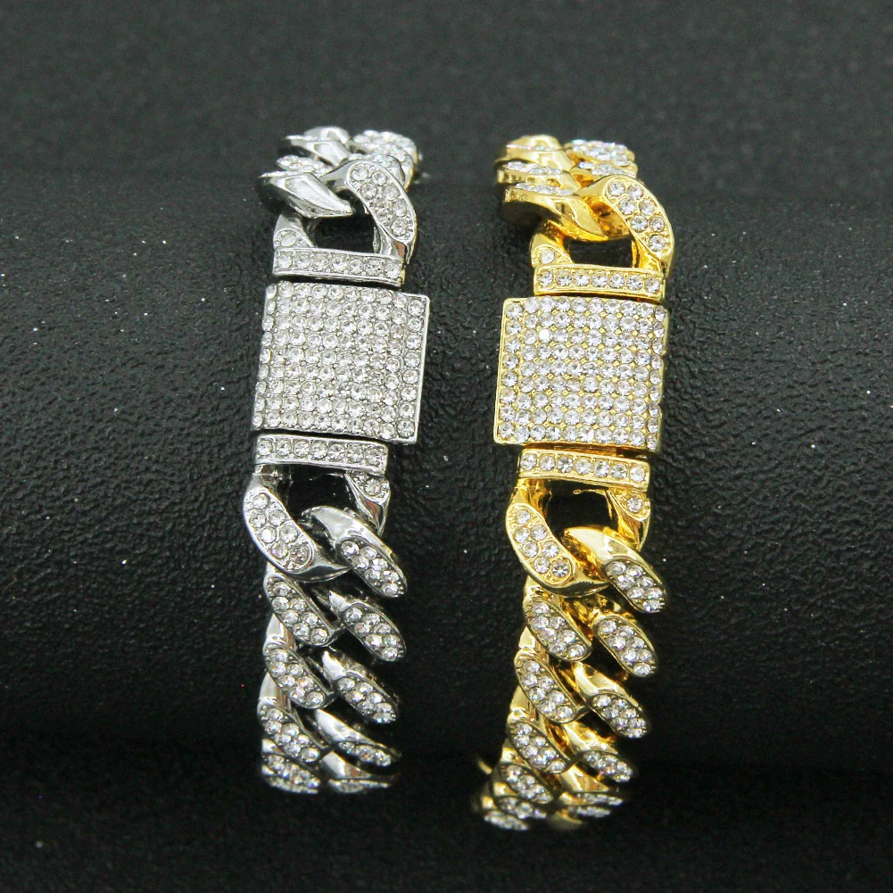 Wholesale Hip Hop Alloy Cuban Chain Necklace With Rhinestones And Geometric Design For Men - Image 2