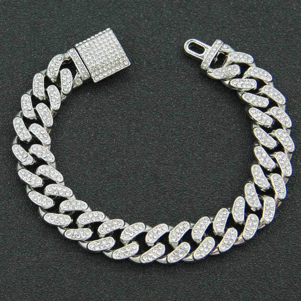 Wholesale Hip Hop Alloy Cuban Chain Necklace With Rhinestones And Geometric Design For Men - Image 7