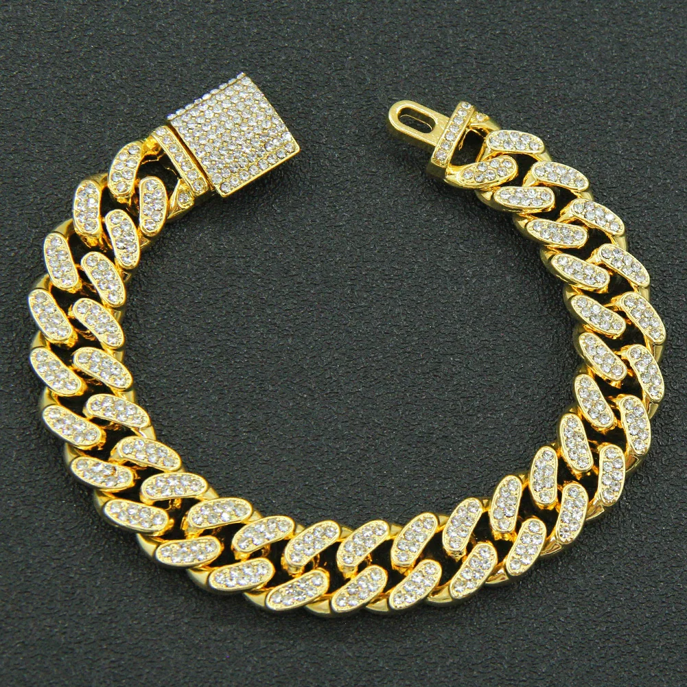 Wholesale Hip Hop Alloy Cuban Chain Necklace With Rhinestones And Geometric Design For Men - Image 8