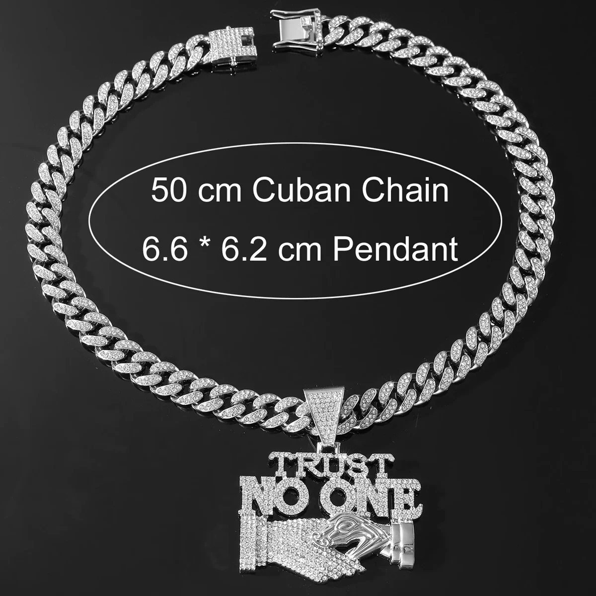 Wholesale Hip Hop Alloy Diamond Letter Stitching Pendant Cuban Chain Necklace For Men - Image 4