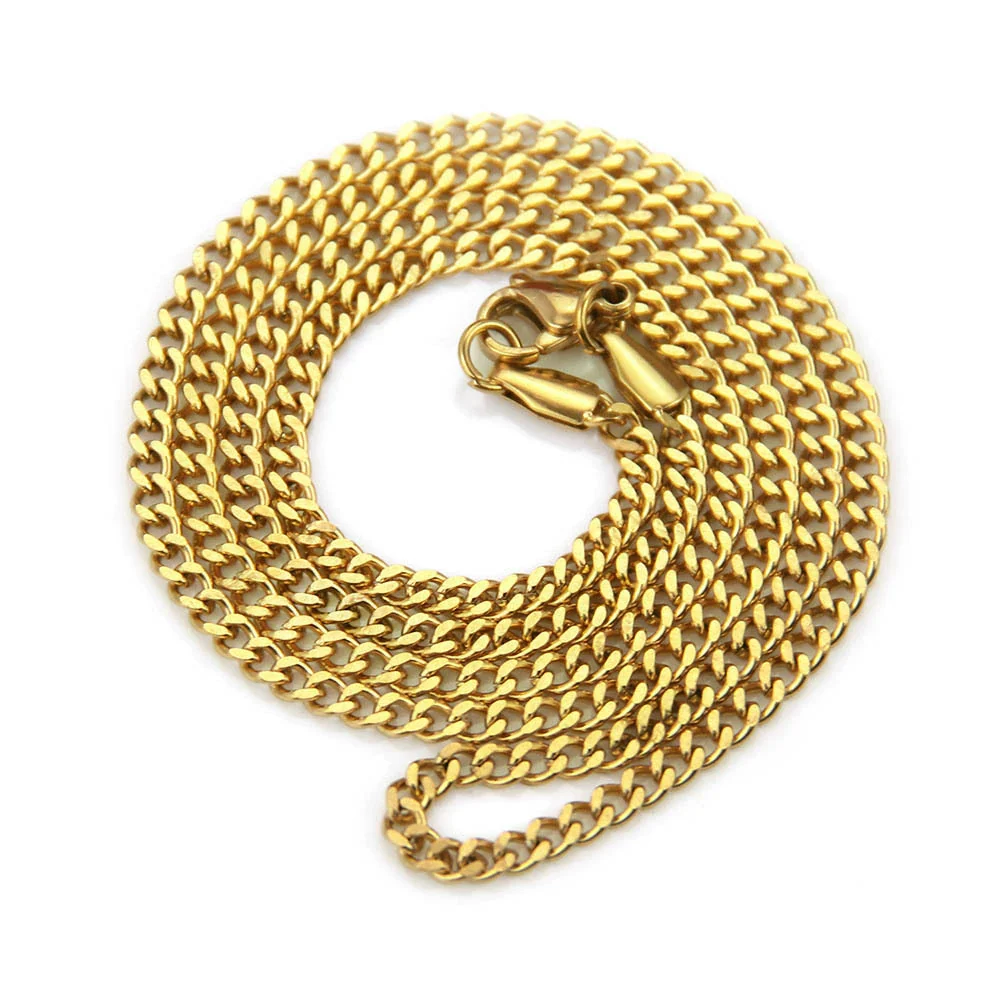Wholesale Hip Hop Men's Stainless Steel Geometric Cuban Chain Necklace With Vacuum Plating