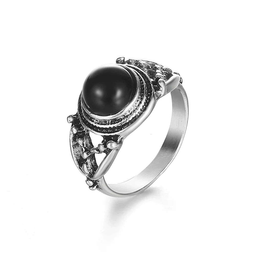 Wholesale Hip Hop Retro Geometric Alloy Ring Set With Black Gemstones - Image 5