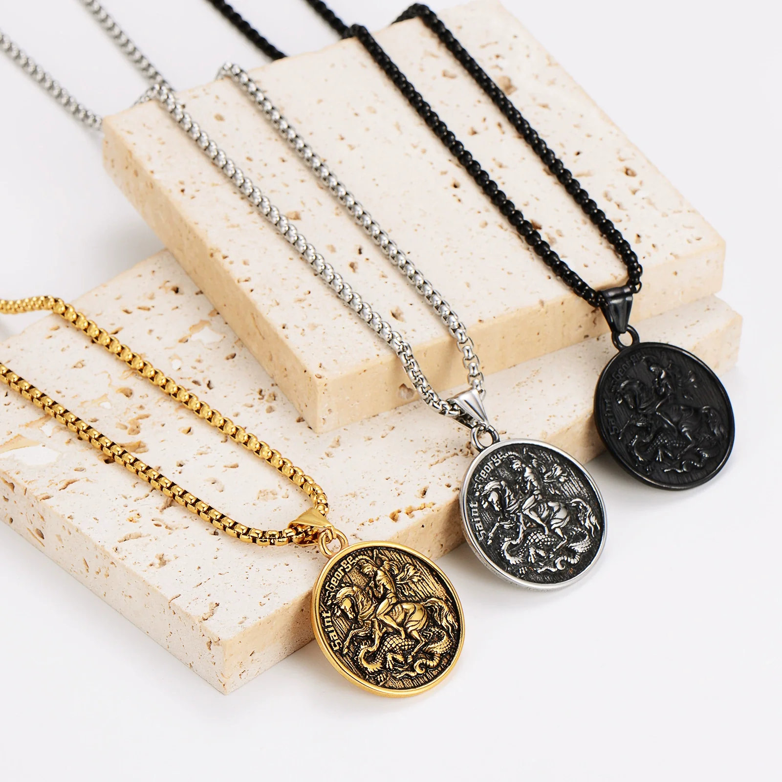 Wholesale Hip Hop Retro Pendant Necklace Stainless Steel Electroplated