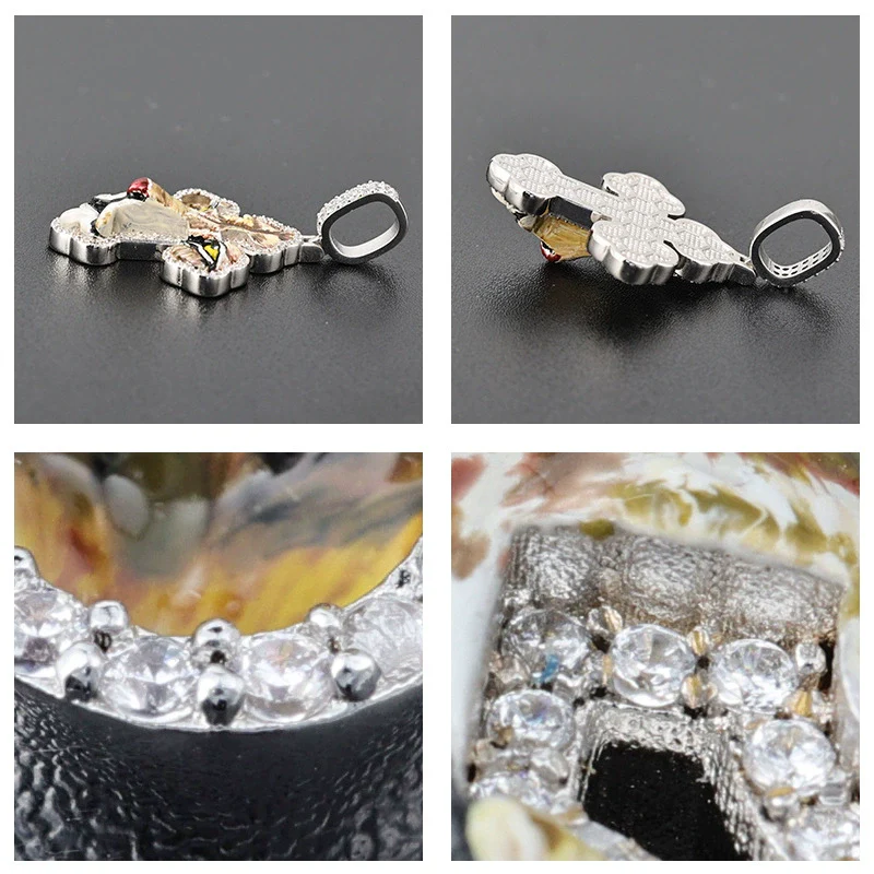 Wholesale Hip Hop Style Animal Zodiac Pattern Copper Cross Pendant Inlaid Zircon Men's Necklace - Image 2