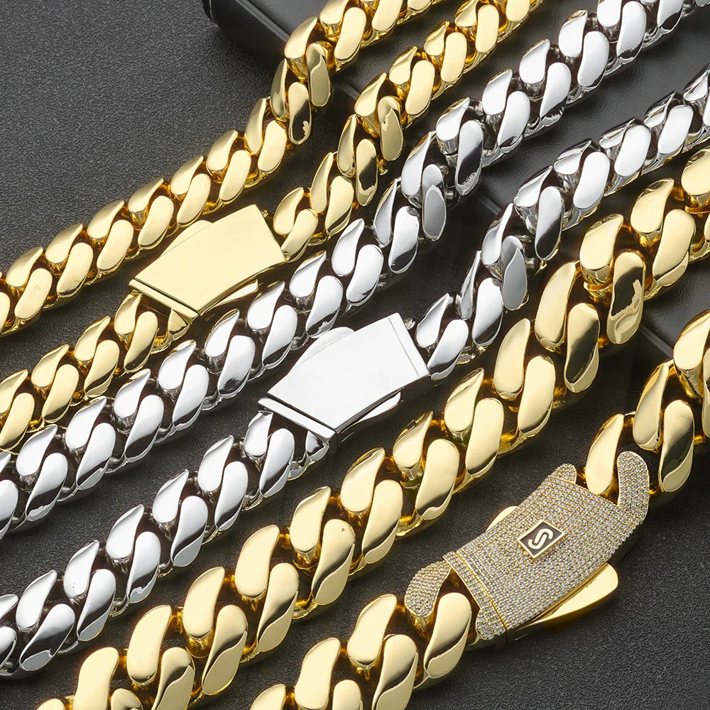 Wholesale Hip Hop Style Cuban Chain Copper Necklace And Bracelet Jewelry Electroplated Accessories For Men - Image 4