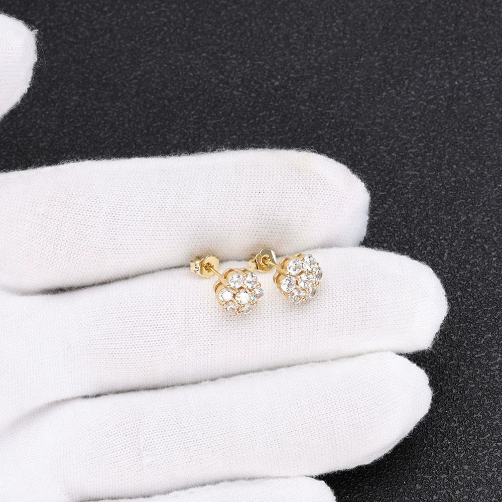 Wholesale Hip Hop Style Flower Shaped Zircon Earrings Made Of Copper And 225 Silver - Image 3