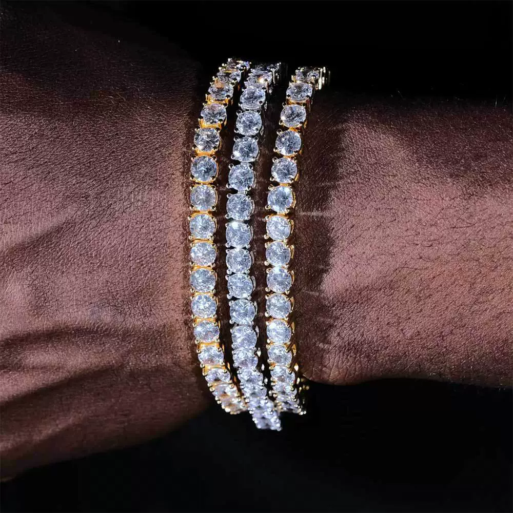 Wholesale Hip Hop Style Geometric Copper Zirconia Tennis Chain Bracelet Jewelry - Image 2