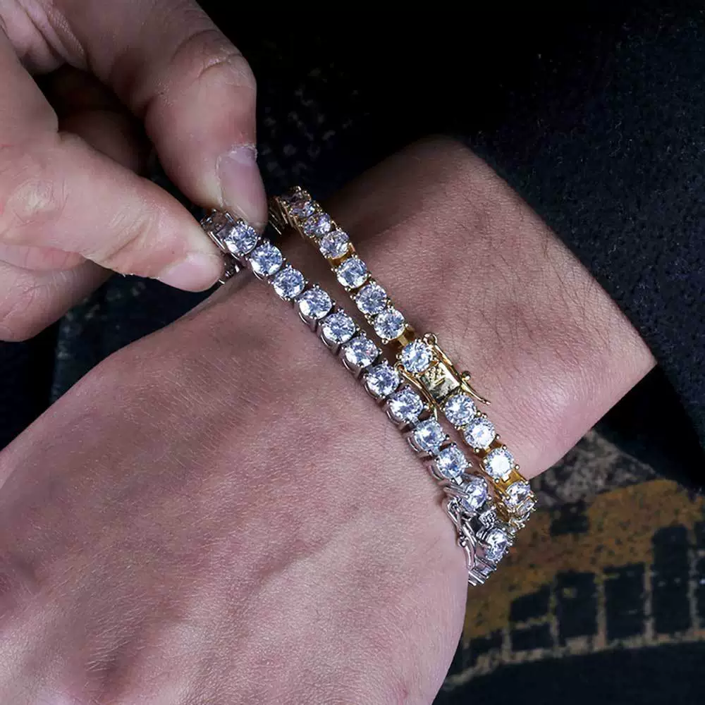Wholesale Hip Hop Style Geometric Copper Zirconia Tennis Chain Bracelet Jewelry - Image 3
