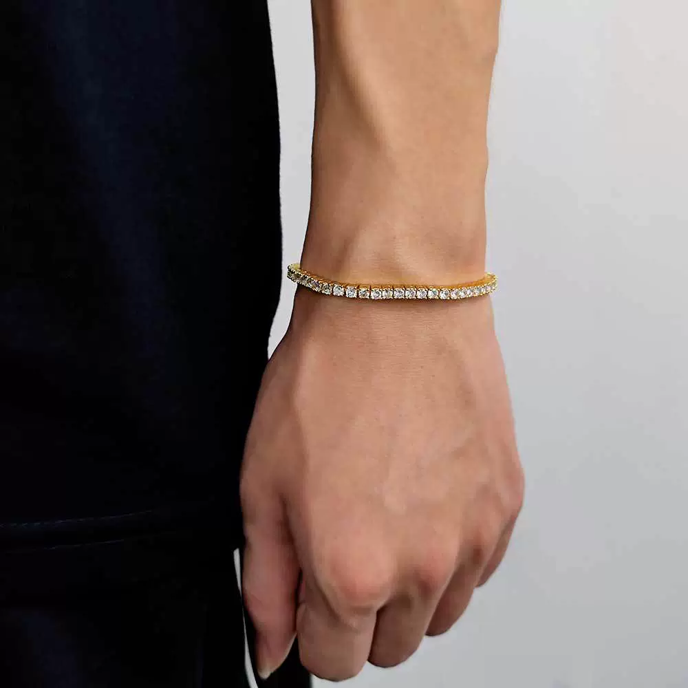 Wholesale Hip Hop Style Geometric Copper Zirconia Tennis Chain Bracelet Jewelry - Image 5