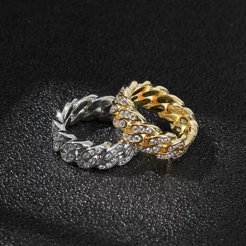 Wholesale Hip Hop Style Geometric Zirconia Copper Ring Gold Plated With Gemstones Unisex