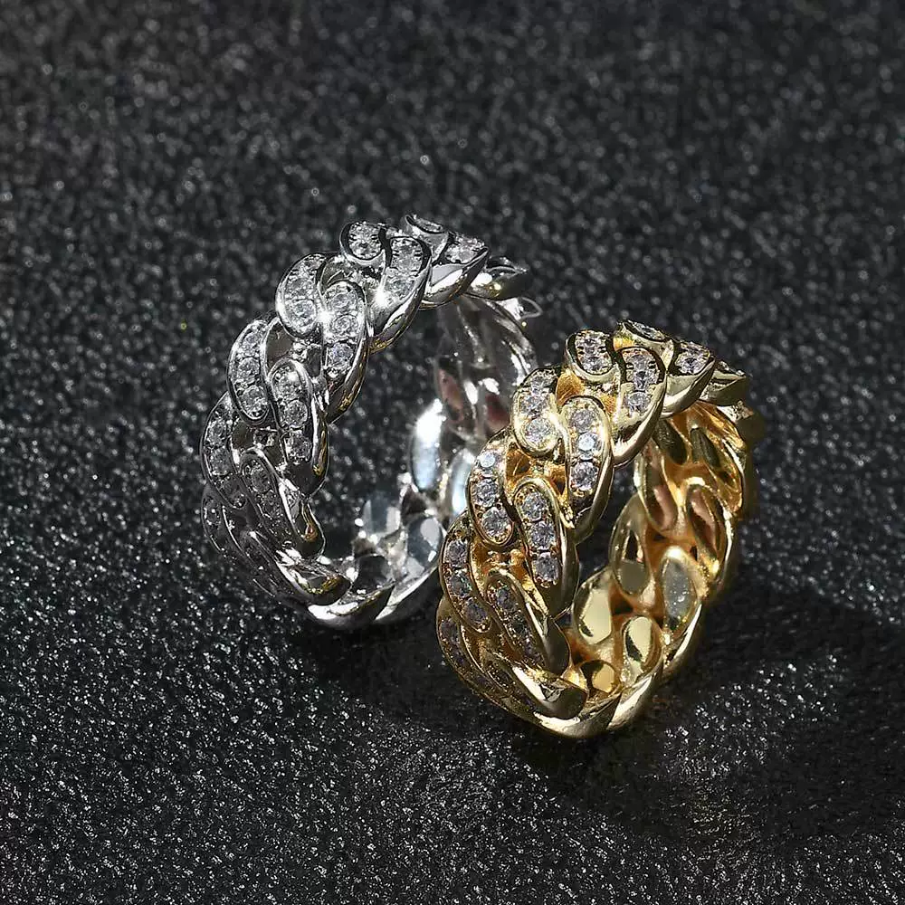 Wholesale Hip Hop Style Geometric Zirconia Copper Ring Gold Plated With Gemstones Unisex - Image 2