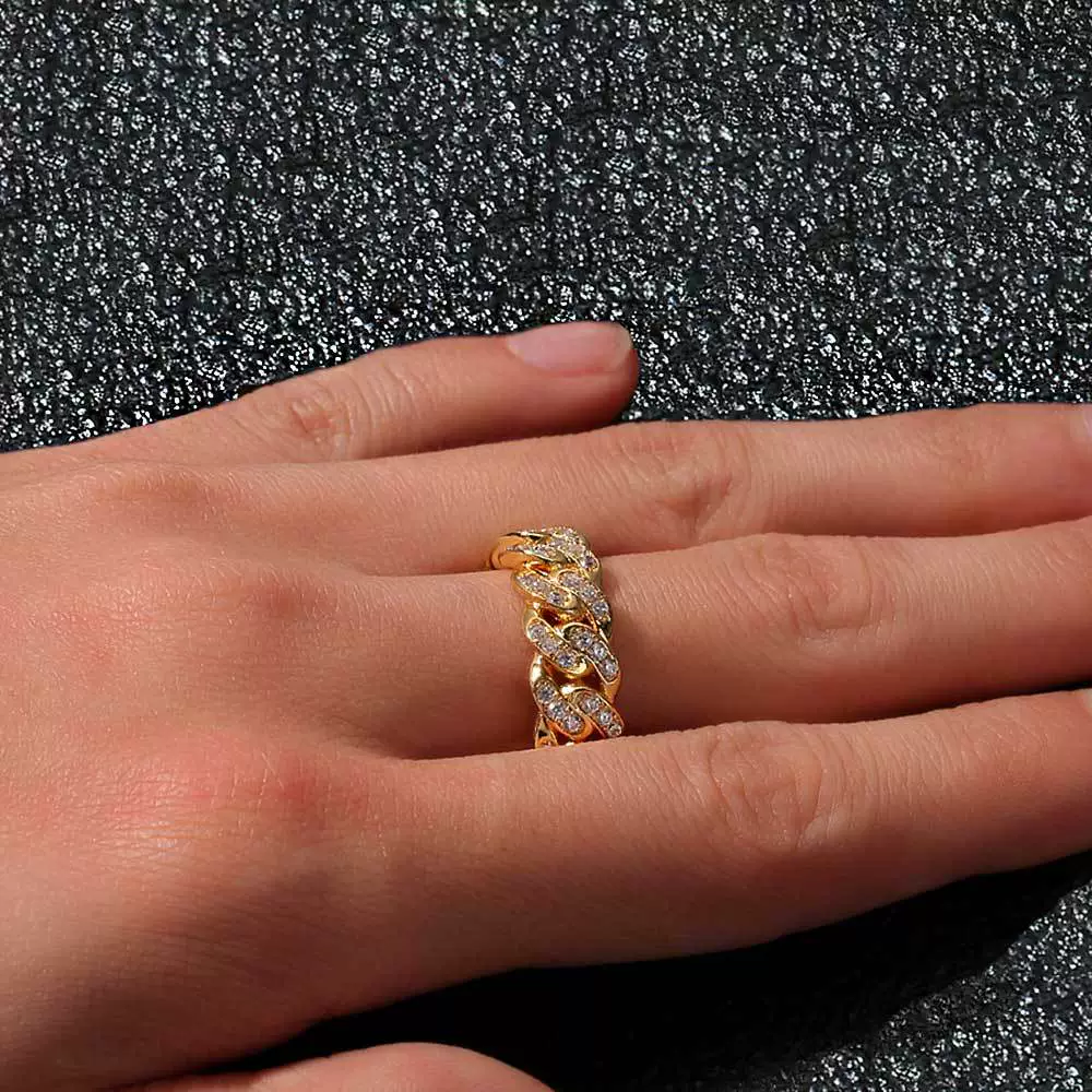 Wholesale Hip Hop Style Geometric Zirconia Copper Ring Gold Plated With Gemstones Unisex - Image 3