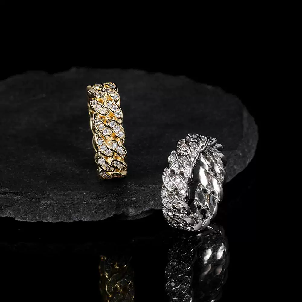 Wholesale Hip Hop Style Geometric Zirconia Copper Ring Gold Plated With Gemstones Unisex - Image 4