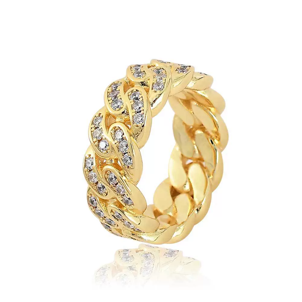 Wholesale Hip Hop Style Geometric Zirconia Copper Ring Gold Plated With Gemstones Unisex - Image 5