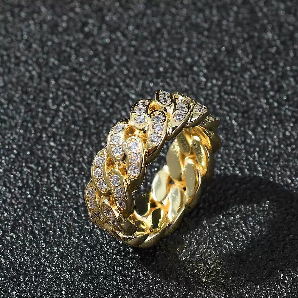 Wholesale Hip Hop Style Geometric Zirconia Copper Ring Gold Plated With Gemstones Unisex - Image 6