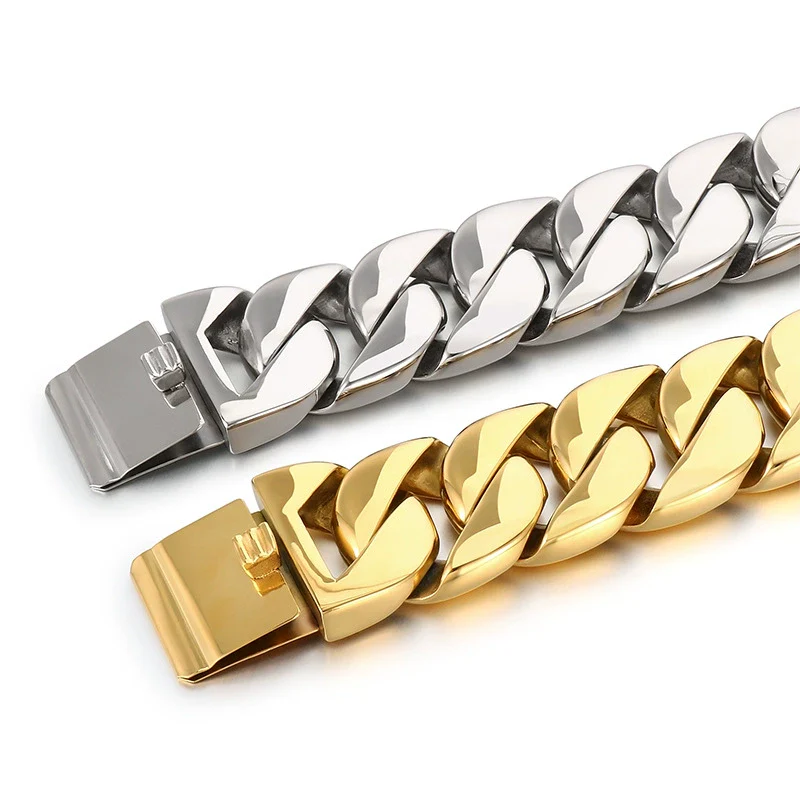 Wholesale Hip Hop Style Stainless Steel Cuban Chain Unisex Necklace And Bracelet With Electroplating - Image 3