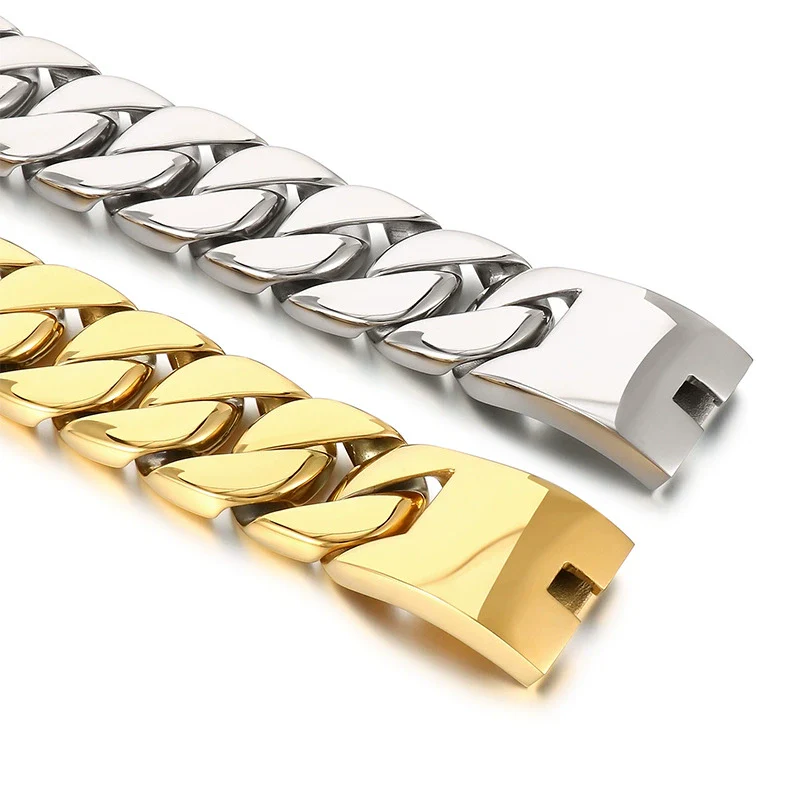 Wholesale Hip Hop Style Stainless Steel Cuban Chain Unisex Necklace And Bracelet With Electroplating - Image 4