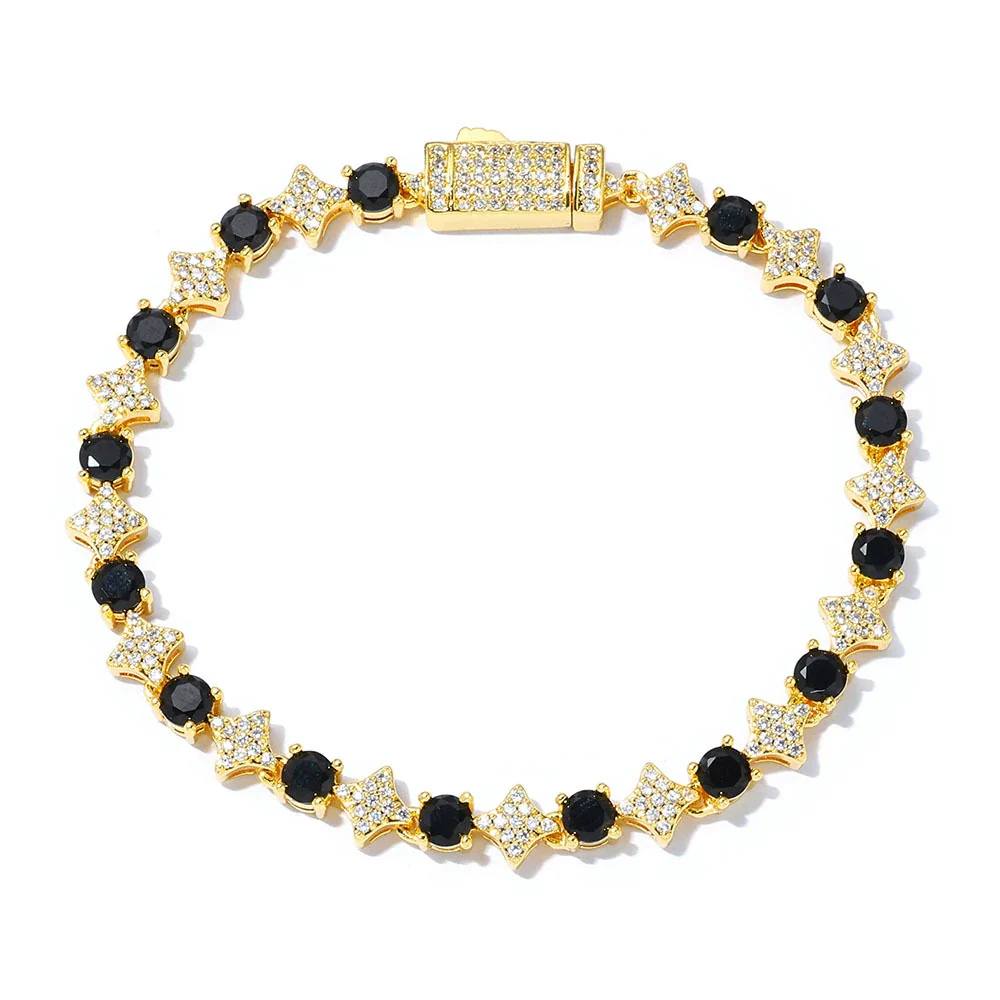 Wholesale Hip Hop Style Star Shaped Zircon Copper Men's Bracelet Jewelry - Image 5