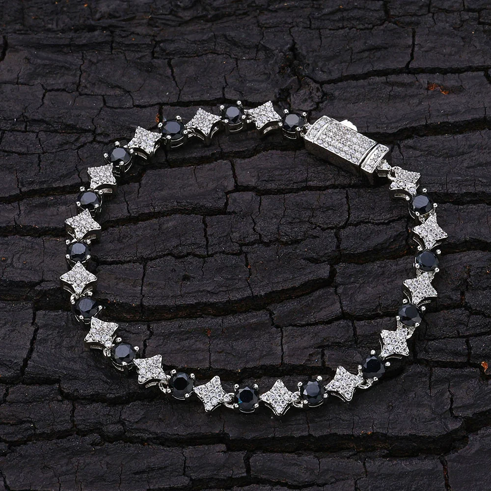 Wholesale Hip Hop Style Star Shaped Zircon Copper Men's Bracelet Jewelry - Image 8