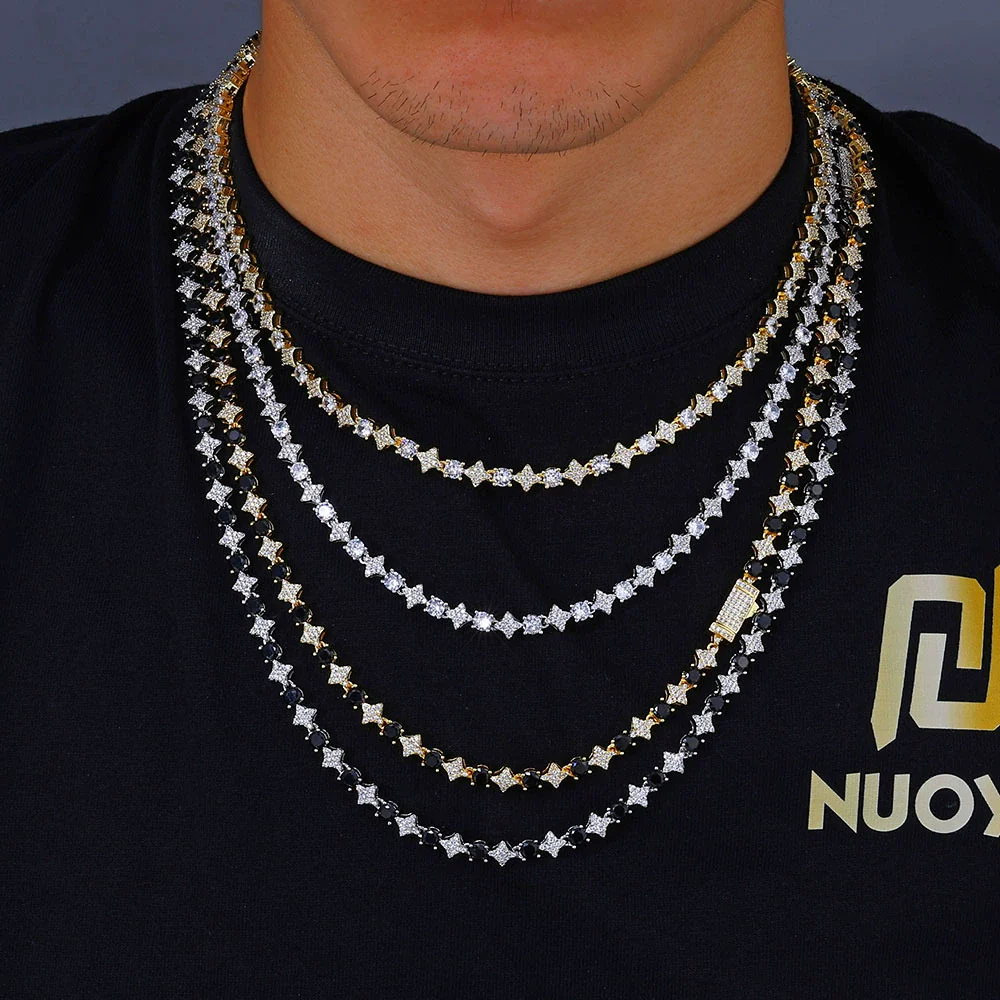 Wholesale Hip Hop Style Zircon Tennis Chain Jewelry With Copper Material And Star Shape - Image 2
