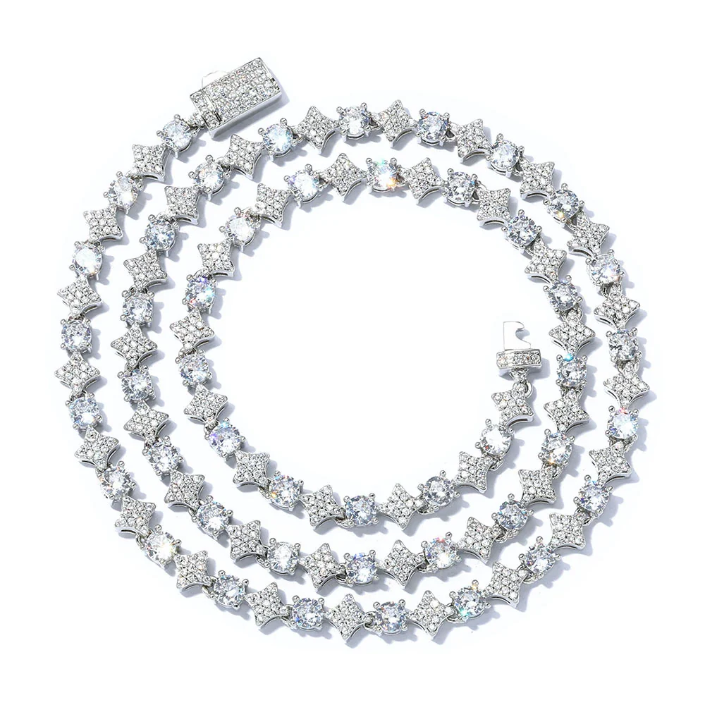 Wholesale Hip Hop Style Zircon Tennis Chain Jewelry With Copper Material And Star Shape - Image 5