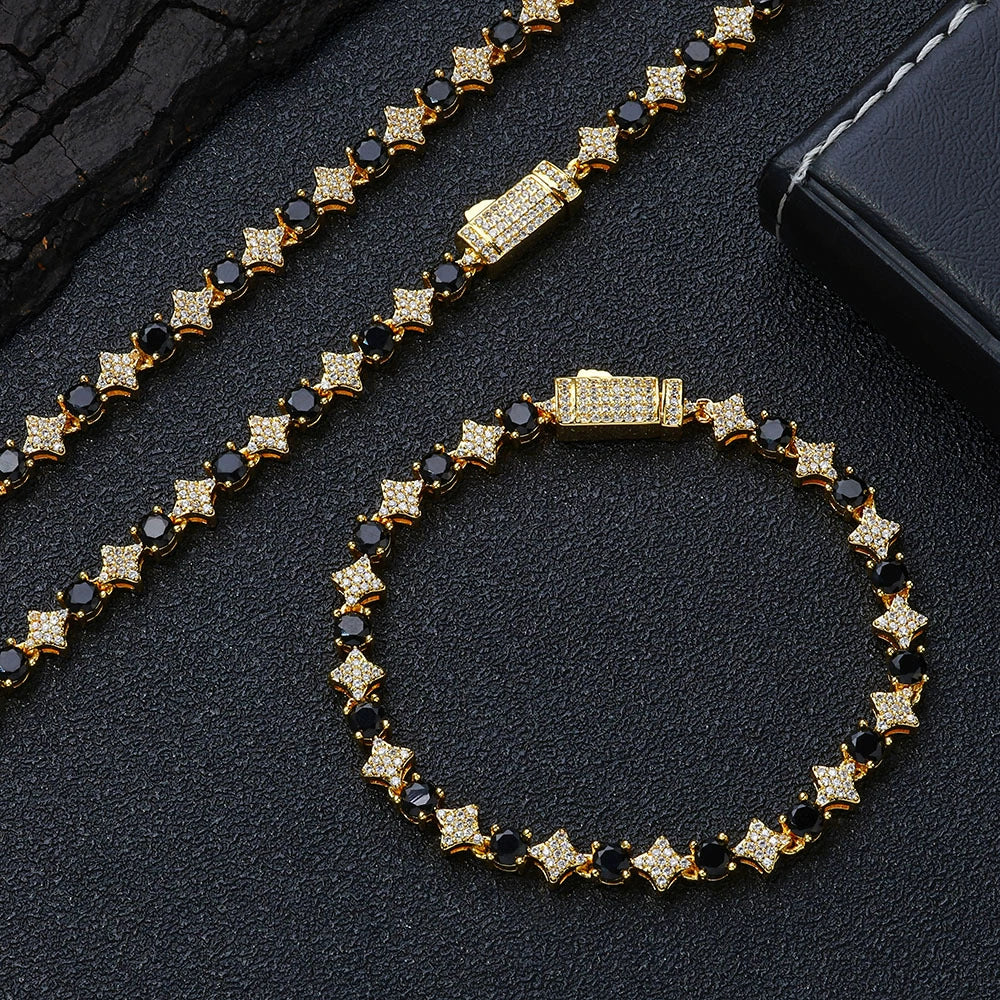Wholesale Hip Hop Style Zircon Tennis Chain Jewelry With Copper Material And Star Shape - Image 8