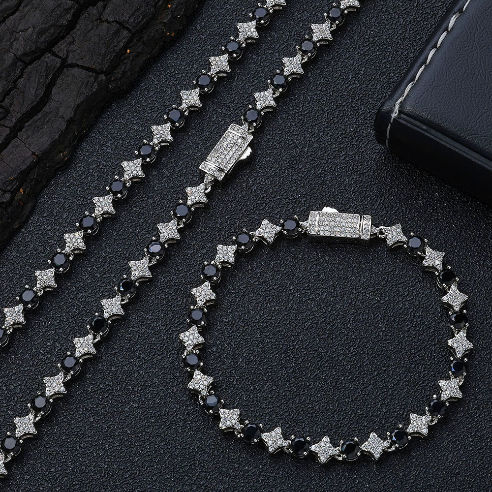 Wholesale Hip Hop Style Zircon Tennis Chain Jewelry With Copper Material And Star Shape - Image 9