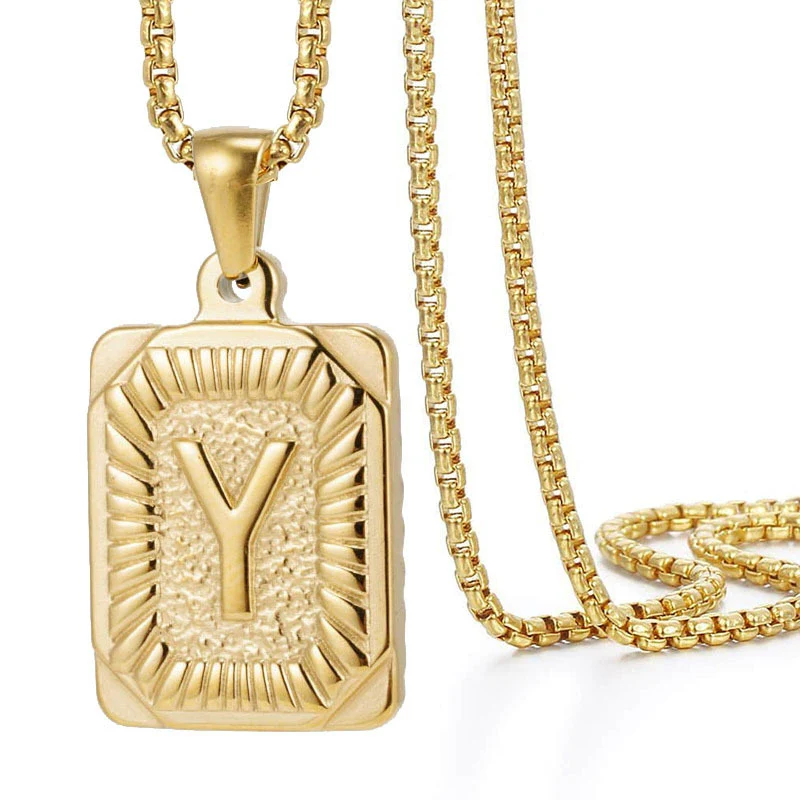 Wholesale Hip Hop 316L Stainless Steel Letter Pendant Necklace With Pearl Chain And Electroplating Treatment - Image 29