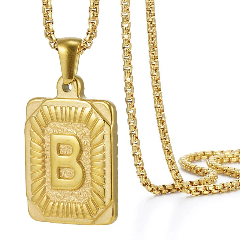 Wholesale Hip Hop 316L Stainless Steel Letter Pendant Necklace With Pearl Chain And Electroplating Treatment - Image 6