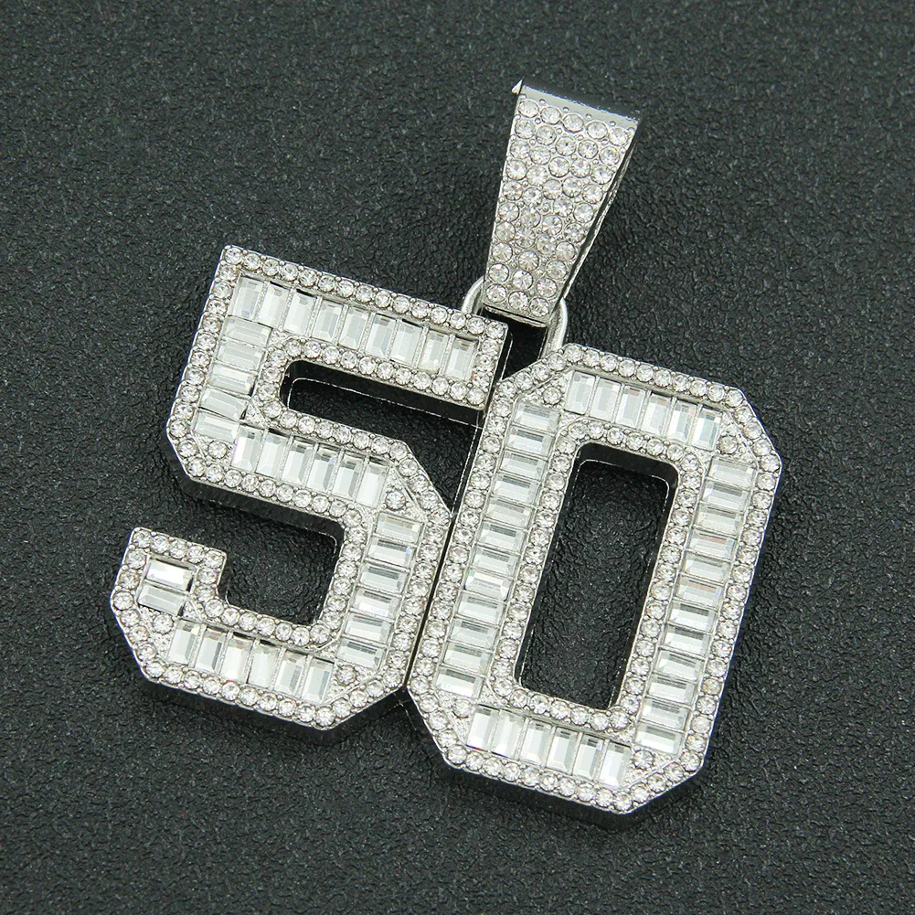 Wholesale Hiphop Alloy Pendant Necklace With Diamond Inlay And Letters Numbers Text Pattern On Cuban Chain For Men - Image 8
