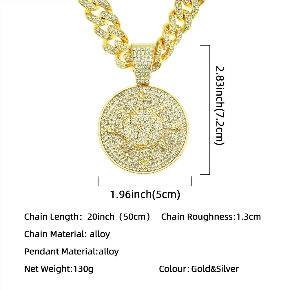 Wholesale Hiphop Alloy Pendant Necklace With Diamondencrusted Letters Numbers Text And Cuban Chain - Image 2