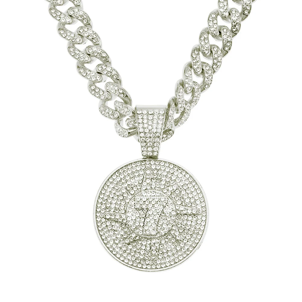 Wholesale Hiphop Alloy Pendant Necklace With Diamondencrusted Letters Numbers Text And Cuban Chain - Image 6