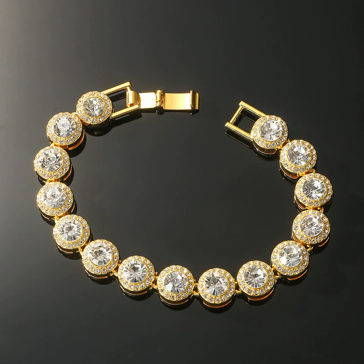 Wholesale Hiphop Alloy Round Geometric Rhinestone Stitching Diamond Necklace For Men - Image 6