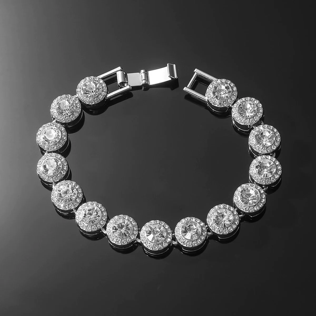 Wholesale Hiphop Alloy Round Geometric Rhinestone Stitching Diamond Necklace For Men - Image 7