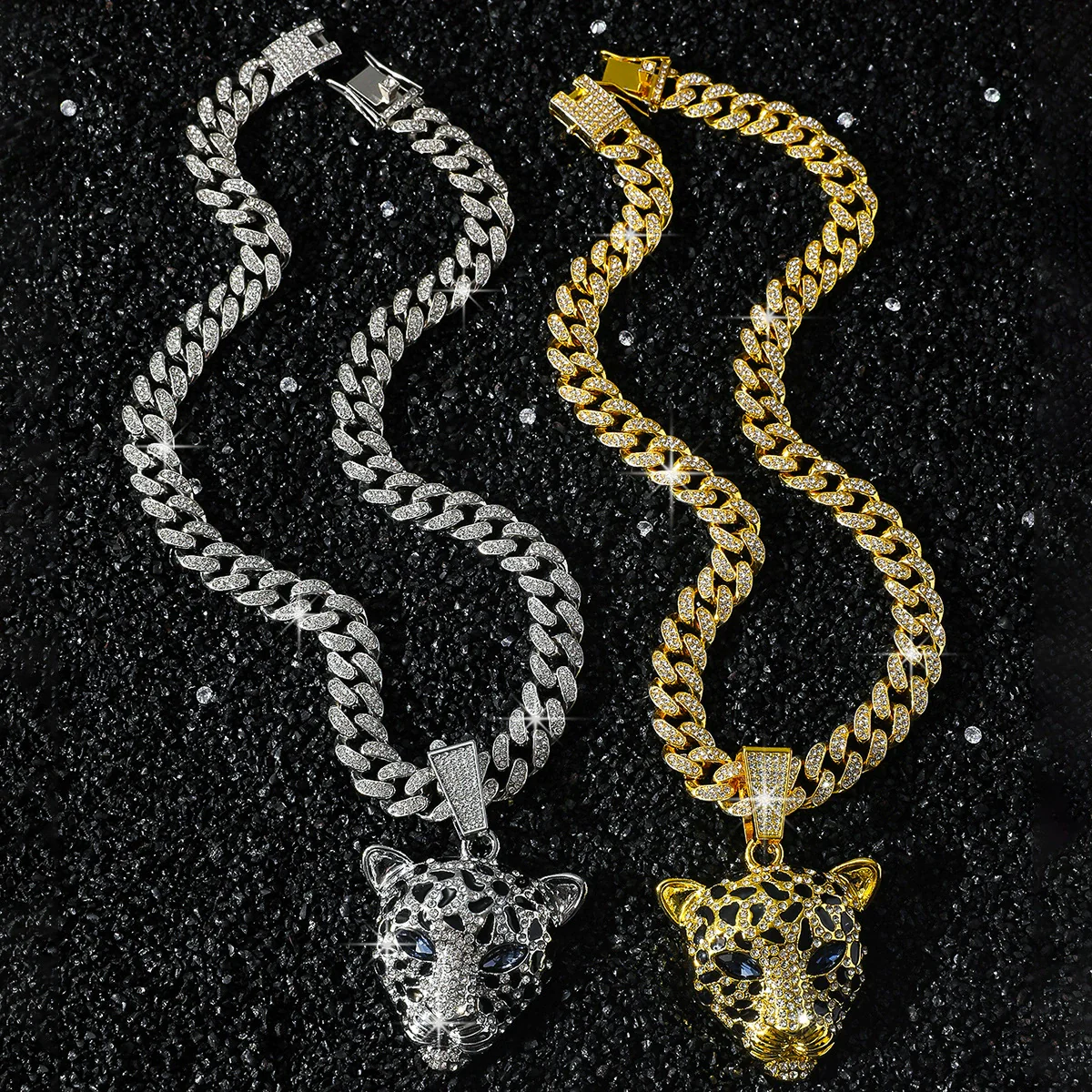 Wholesale Hiphop Animal Leopard Head Pendant Necklace Zinc Alloy Electroplating For Men - Image 2