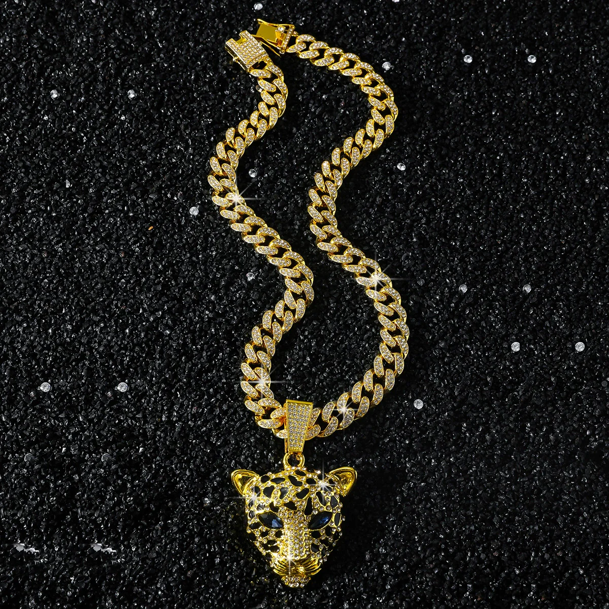 Wholesale Hiphop Animal Leopard Head Pendant Necklace Zinc Alloy Electroplating For Men - Image 4