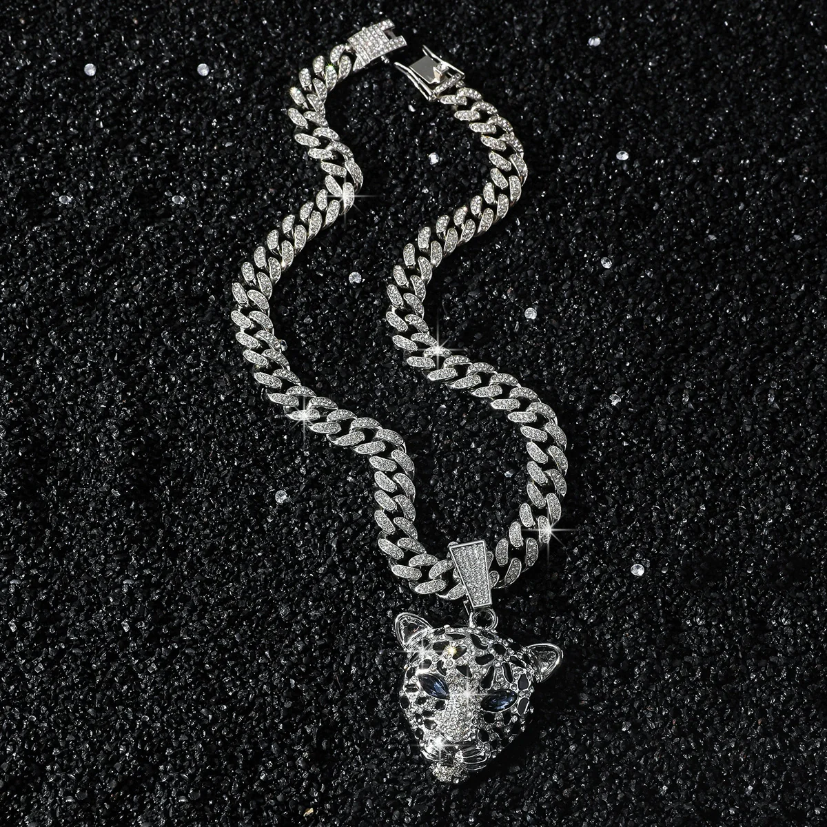 Wholesale Hiphop Animal Leopard Head Pendant Necklace Zinc Alloy Electroplating For Men - Image 7