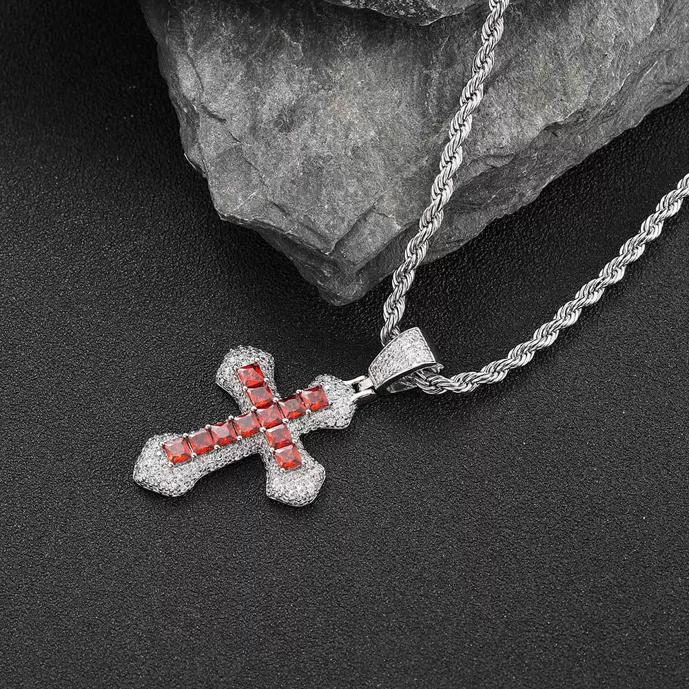 Wholesale Hiphop Cross Copper Zircon Pendant Necklace - Image 10