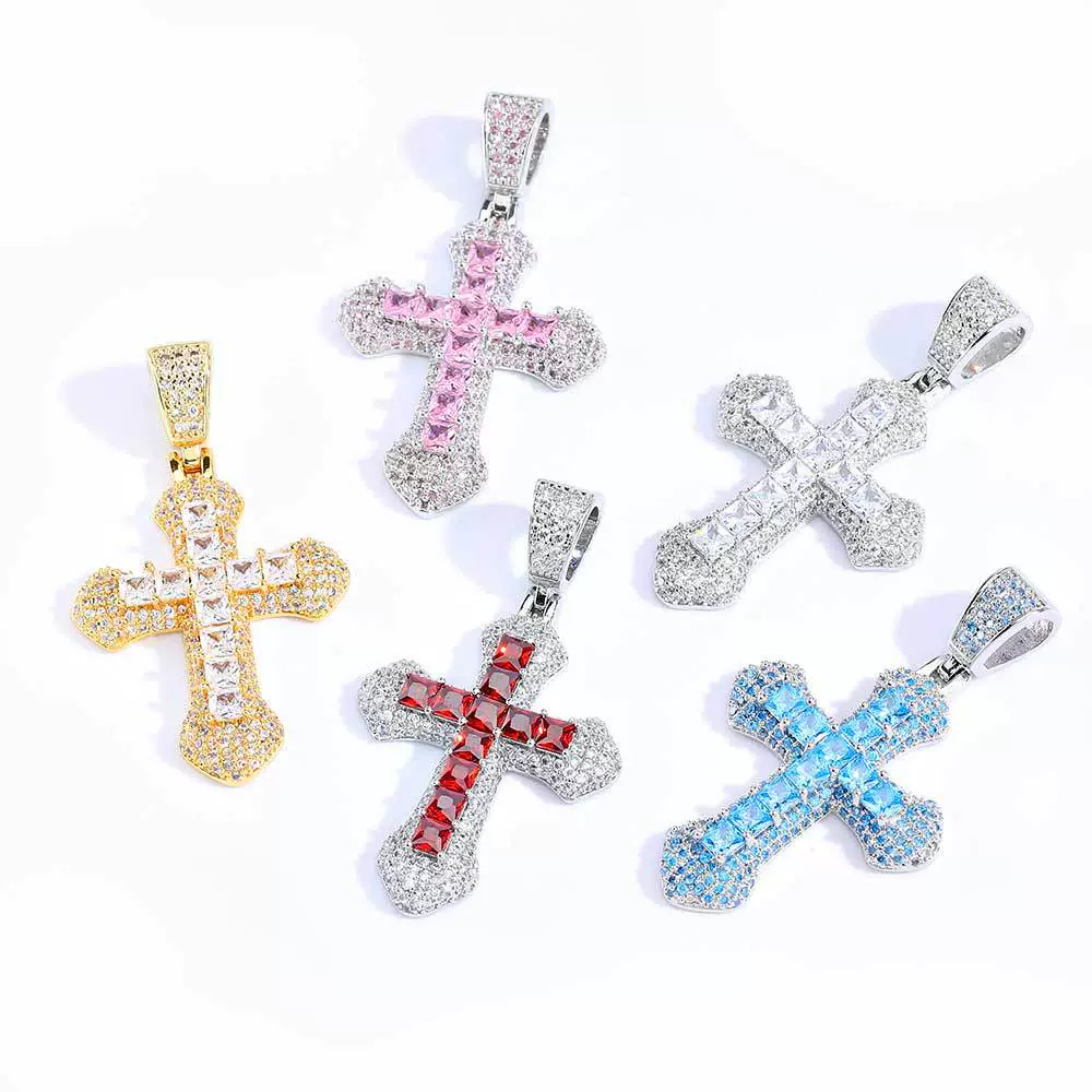 Wholesale Hiphop Cross Copper Zircon Pendant Necklace - Image 5