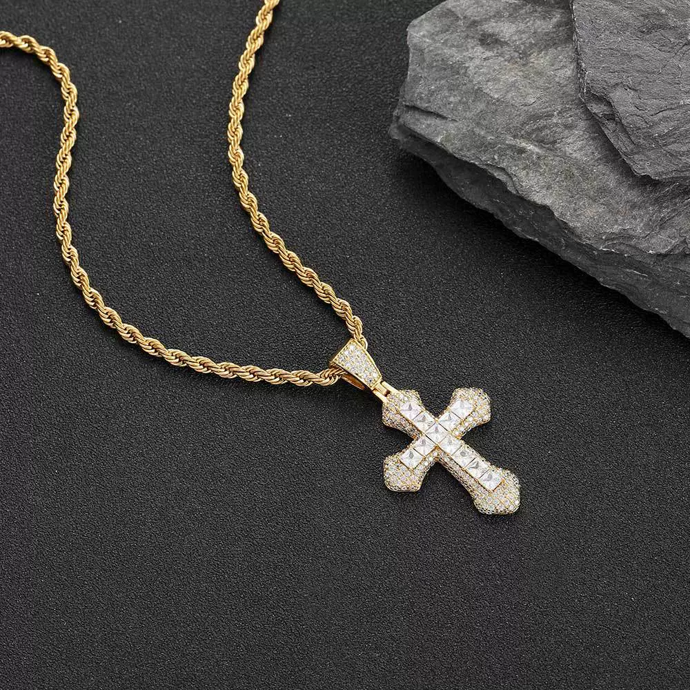 Wholesale Hiphop Cross Copper Zircon Pendant Necklace - Image 6