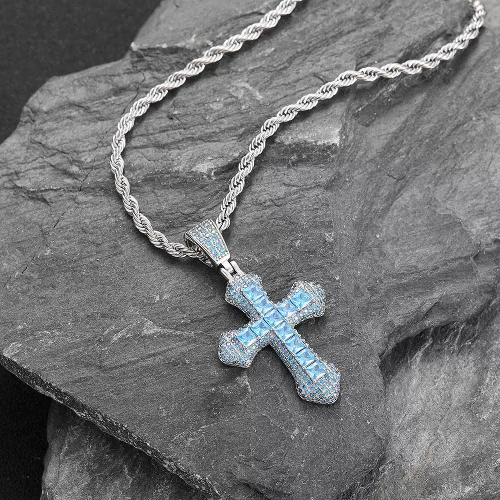Wholesale Hiphop Cross Copper Zircon Pendant Necklace - Image 8