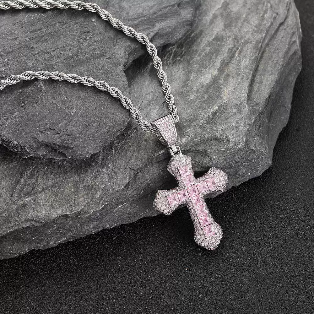 Wholesale Hiphop Cross Copper Zircon Pendant Necklace - Image 9