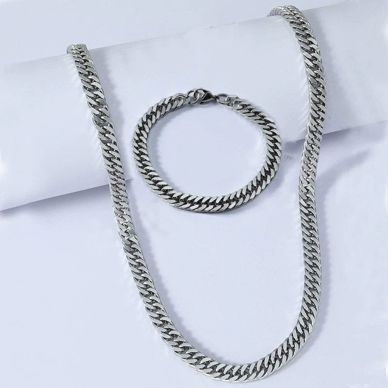 Wholesale Hiphop Cuban Chain Necklace Titanium Steel Geometric Electroplated Jewelry