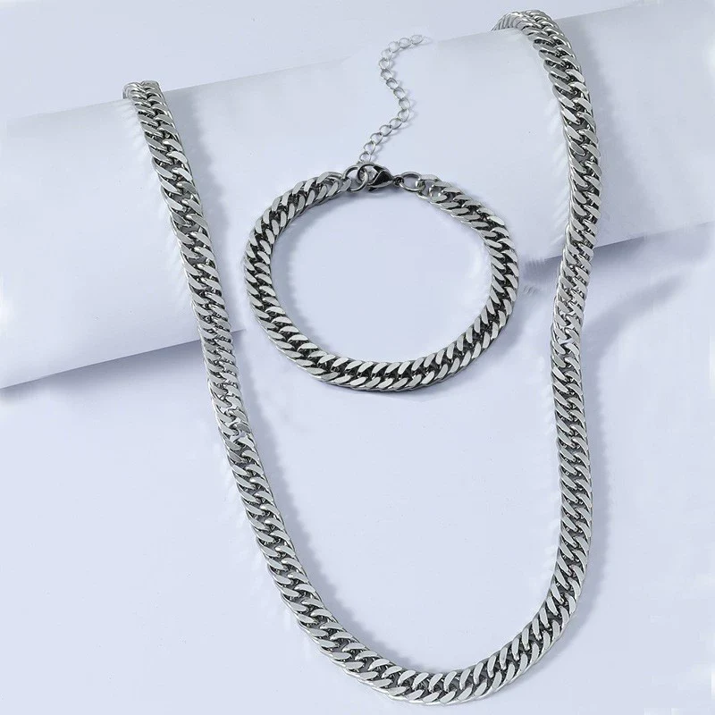 Wholesale Hiphop Cuban Chain Necklace Titanium Steel Geometric Electroplated Jewelry - Image 8