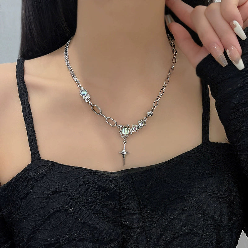 Wholesale Hiphop Fashion Stainless Steel Geometric Pendant Clavicle Chain Necklace For Women Electroplated Metal Accessories - Image 15