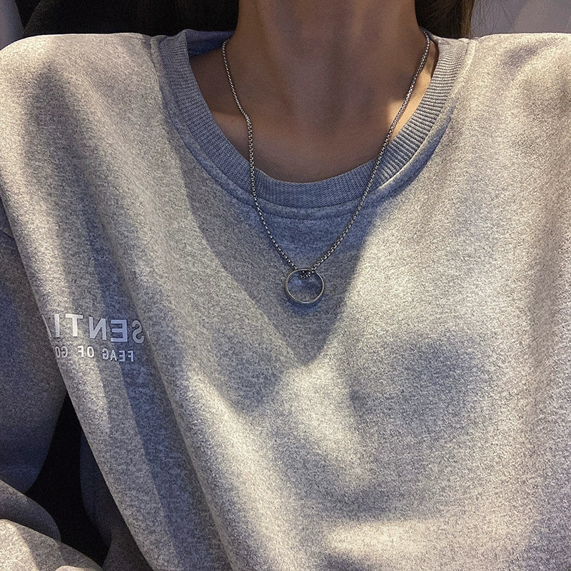 Wholesale Hiphop Fashion Stainless Steel Geometric Pendant Clavicle Chain Necklace For Women Electroplated Metal Accessories - Image 4