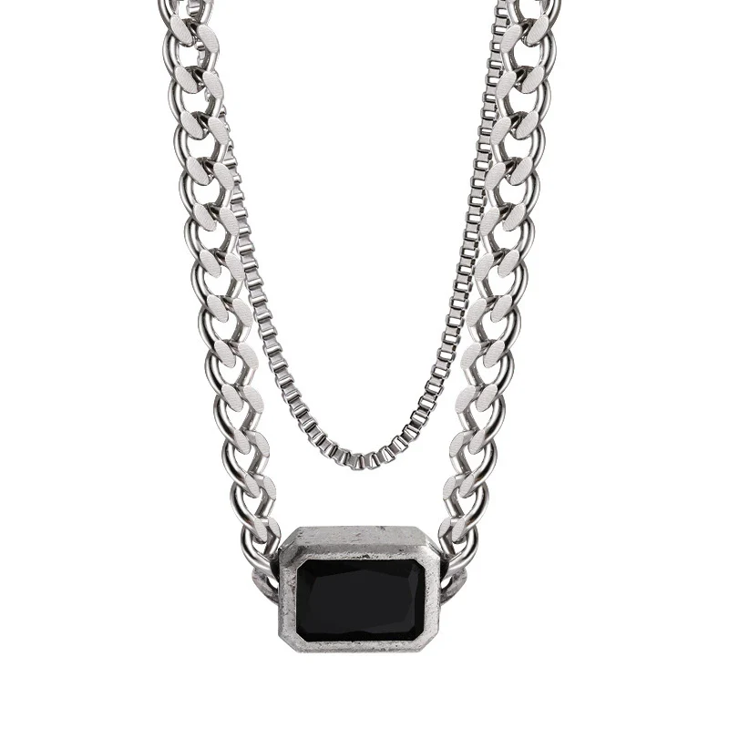 Wholesale Hiphop Fashion Stainless Steel Geometric Pendant Clavicle Chain Necklace For Women Electroplated Metal Accessories - Image 5