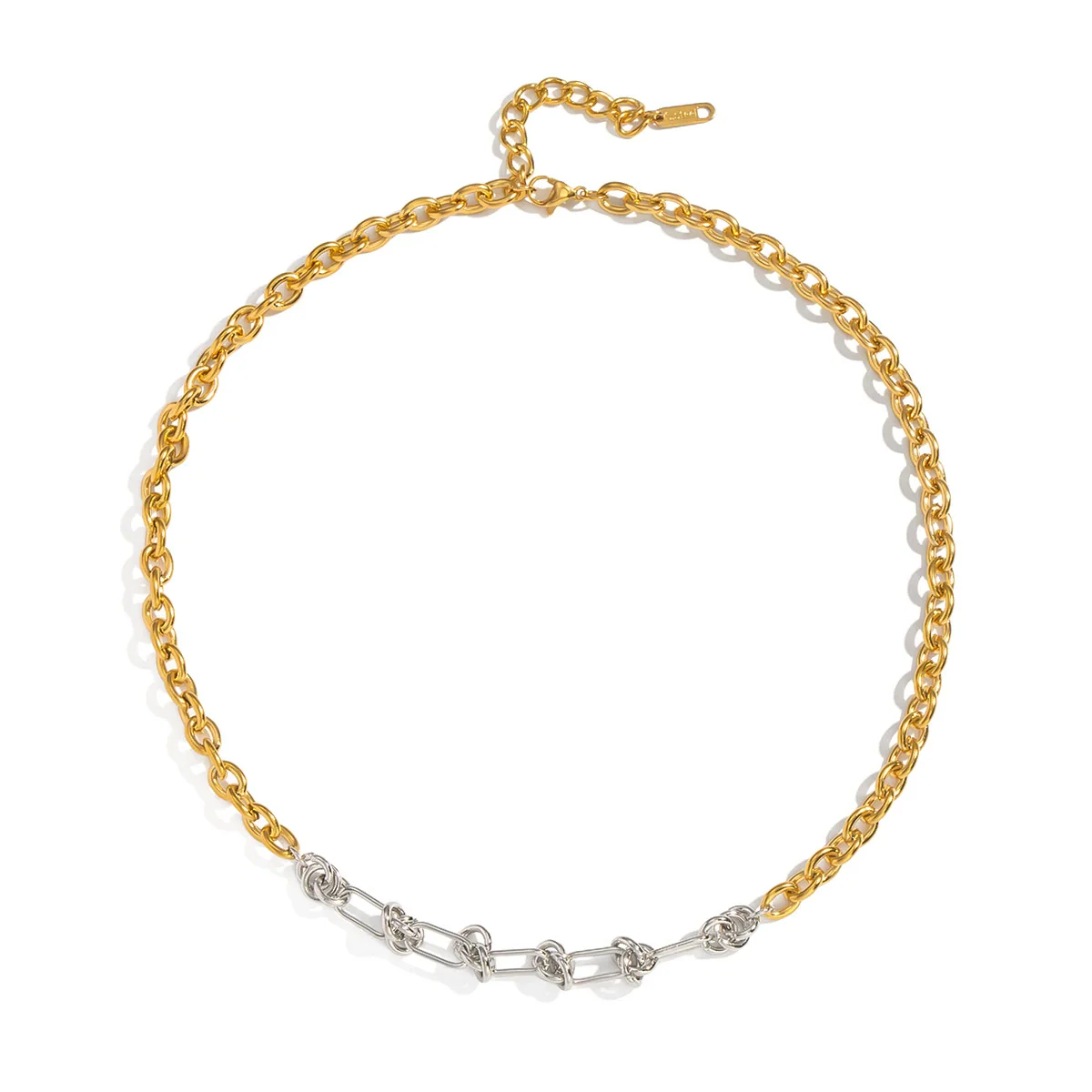Wholesale Hiphop Future Style Geometric Stainless Steel 18K Real Gold Plated Handmade Chain Necklace For Women - Image 5